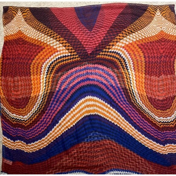 Sheer Infinity Scarf Geometric Print Design 38” x 76” Multicolor Lightweight MOD - Picture 6 of 8